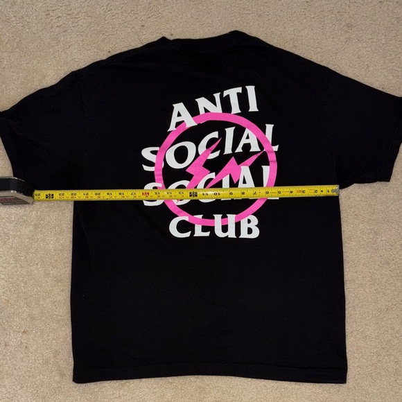 Anti Social Social Club x Fragment Design Pink Bolt Tee Black XL - Picture 6 of 7